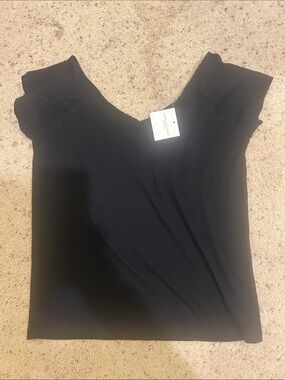 American Eagle Outfitters Black V-Neck Ribbed  Top